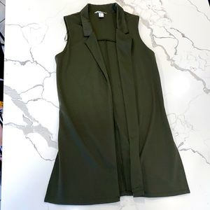 Olive Green Sleeveless Cardigan